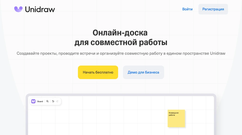 Главная страница онлайн-доски Unidraw
