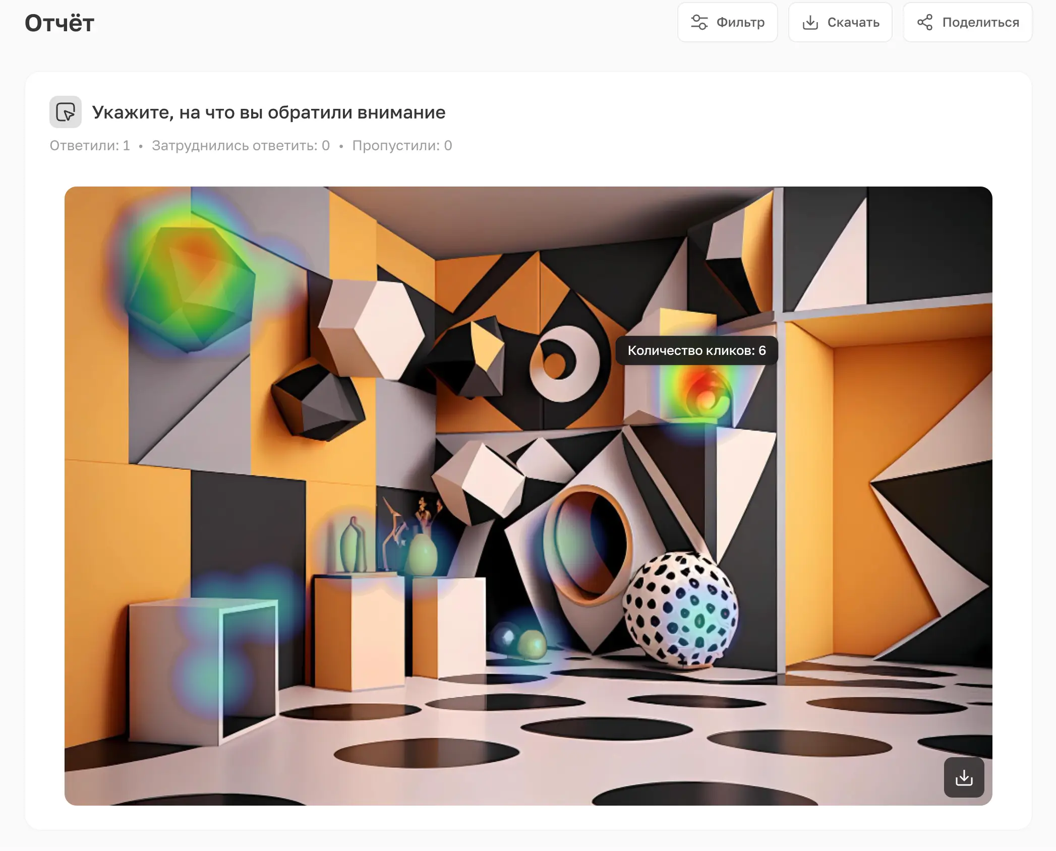 Клик-тест — тепловая карта в отчете