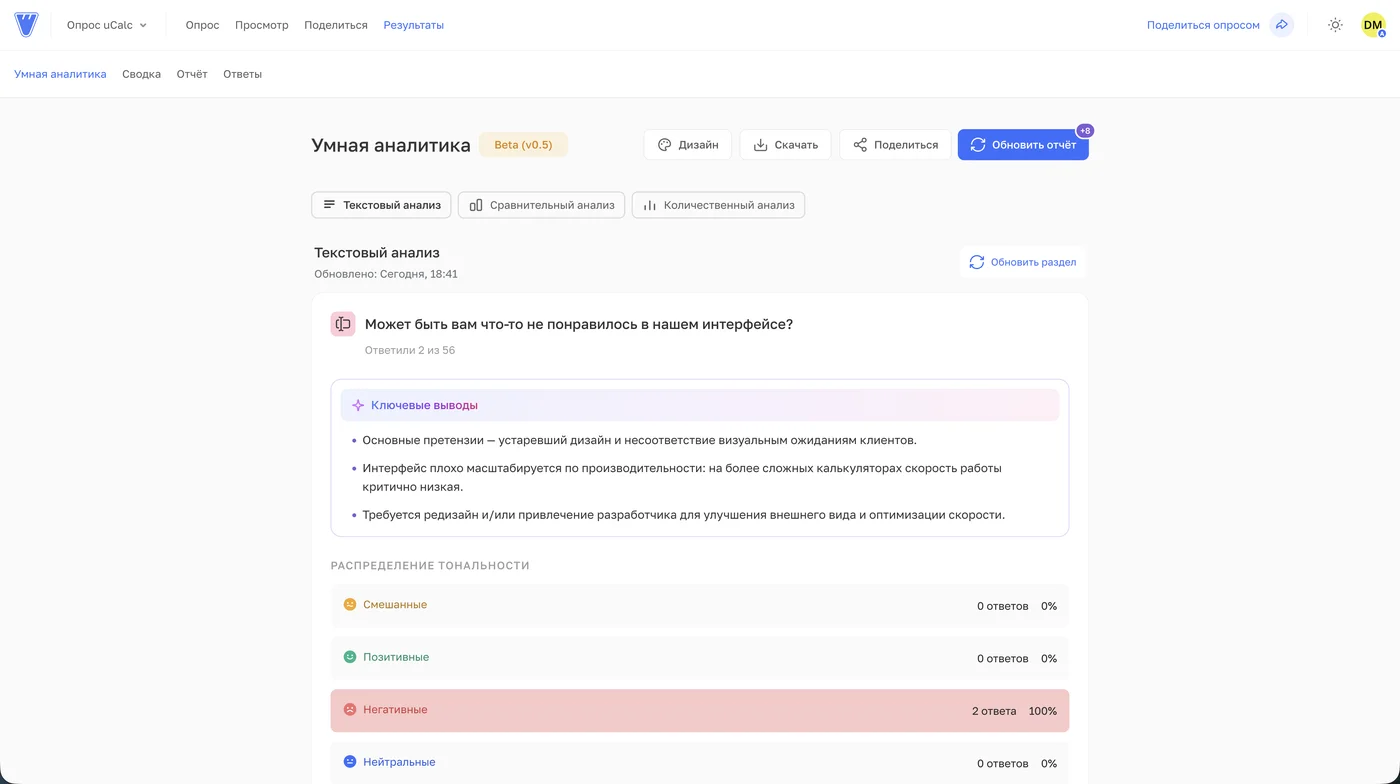 Готовый отчёт в кабинете: вкладки,