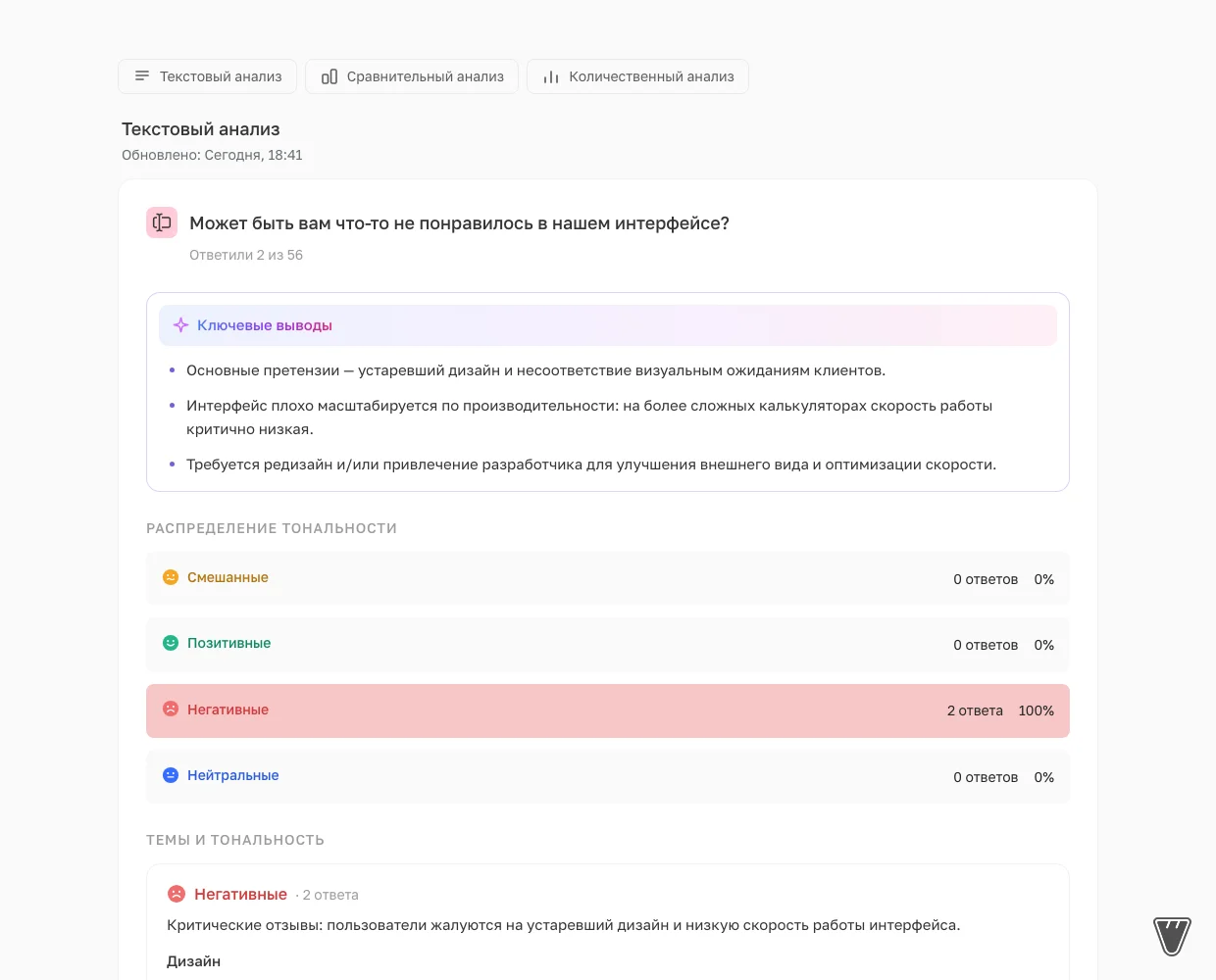 Вкладки отчёта, ключевые выводы и