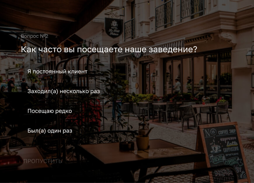 Качество работы персонала кафе